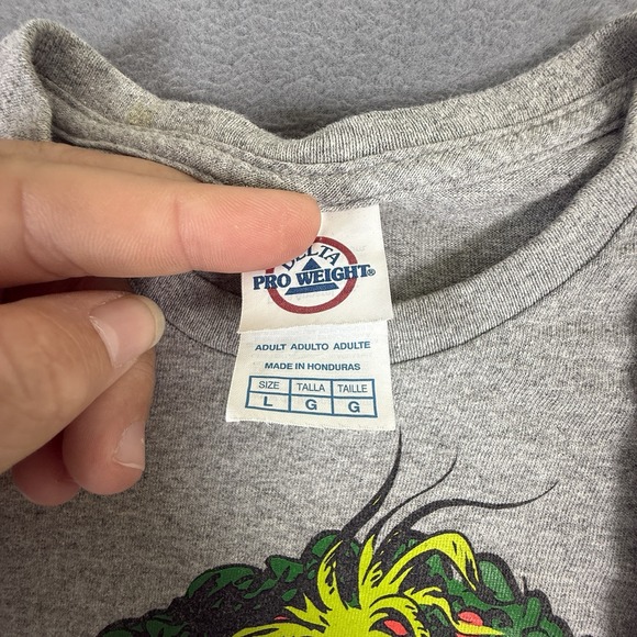 Grinch Christmas T-Shirt Resting Grinch Face Adult Large L Gray - Picture 5 of 5